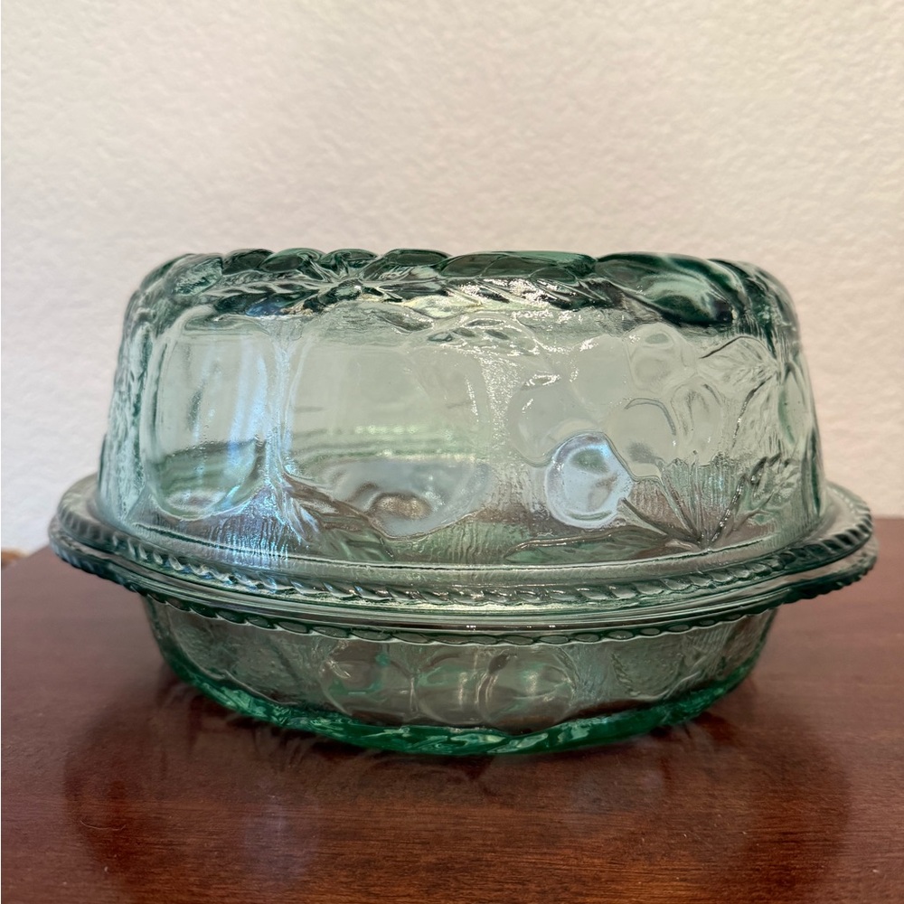 Vintage Libbey Orchard Green Glass Bakeware Set